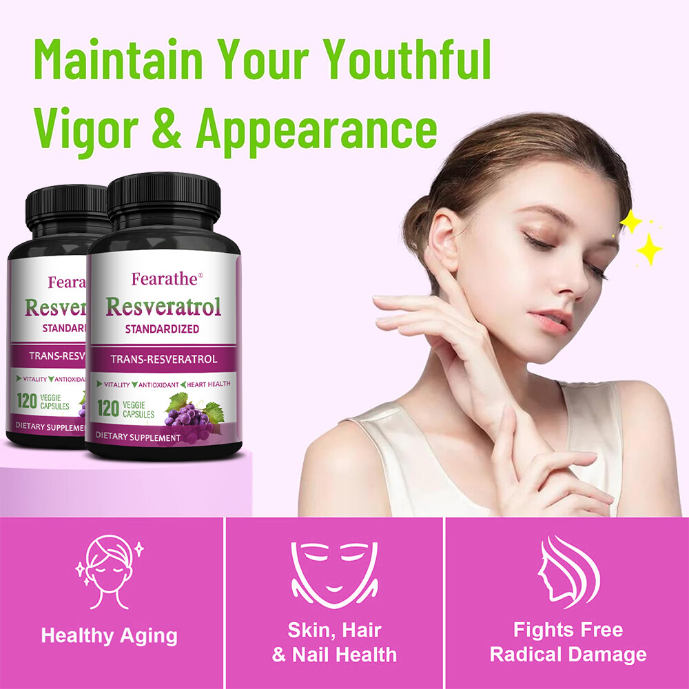 Resveratrol Capsules 1000mg – Antioxidants,Anti-Aging,Brain Support,Radiant Skin