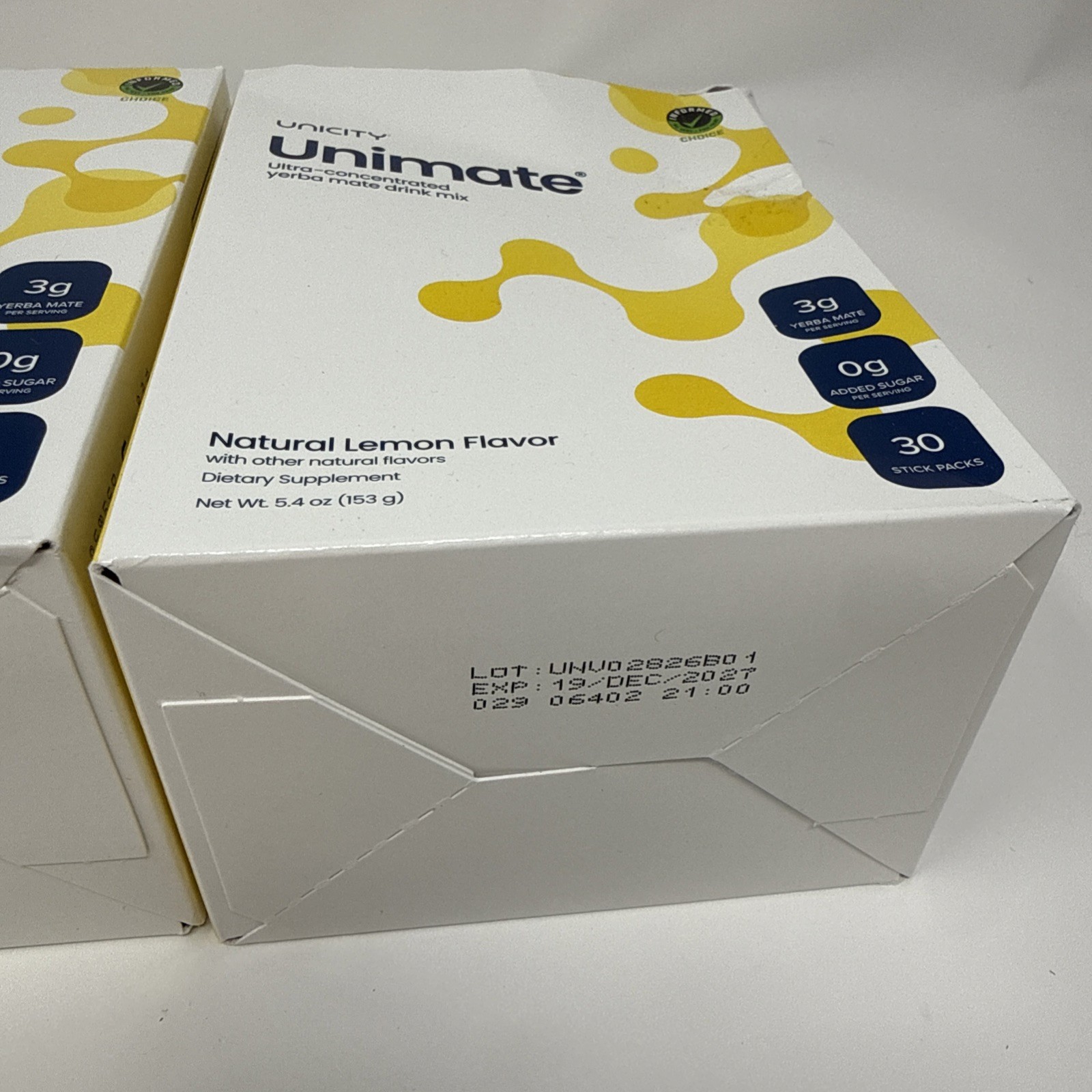 Unicity Unimate Lemon 30 Packets (Pack of 2) Yerba Mate New Exp Dec 2027