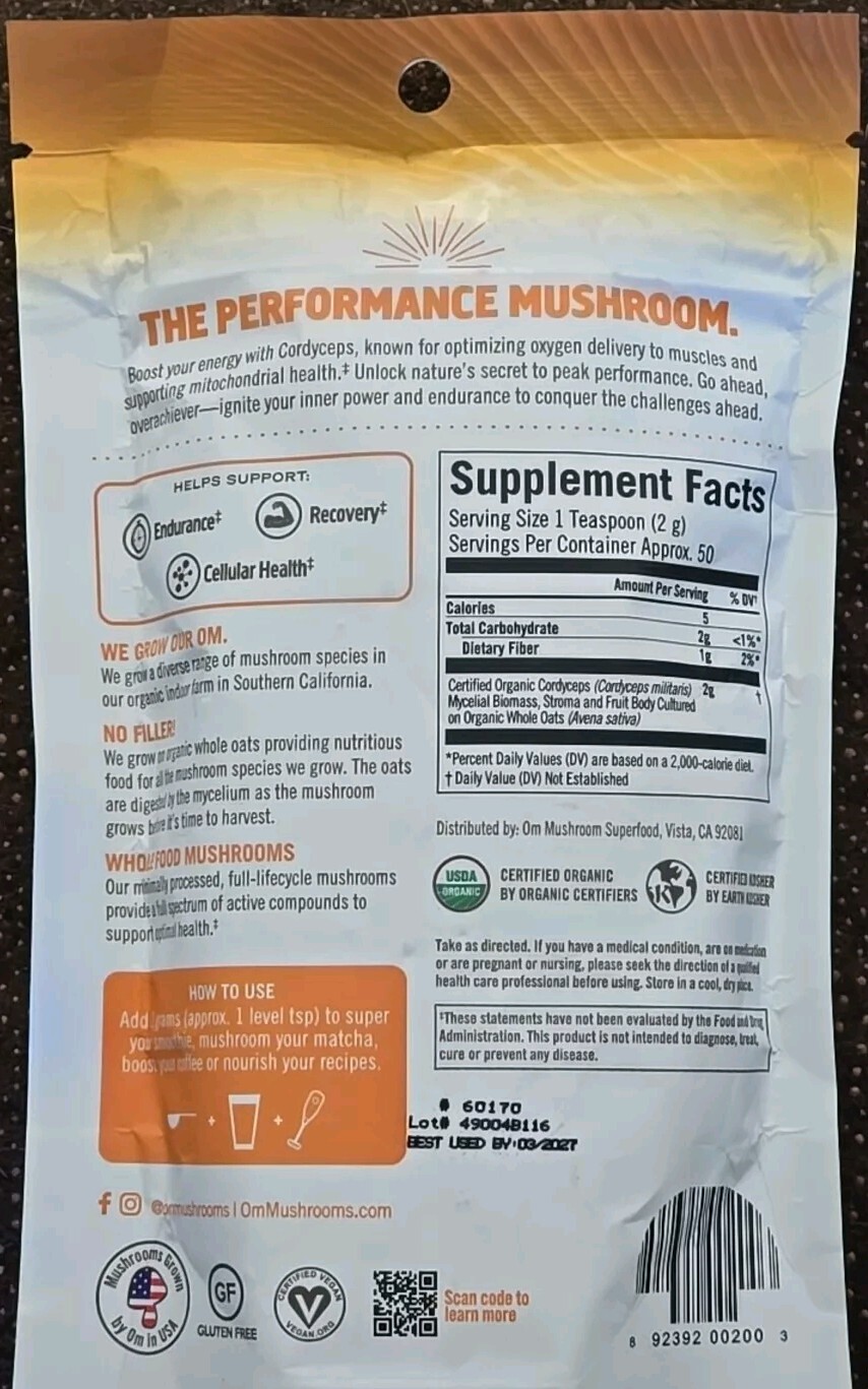 OM Mushroom Superfood Cordyceps Mushroom Powder 3.57 oz