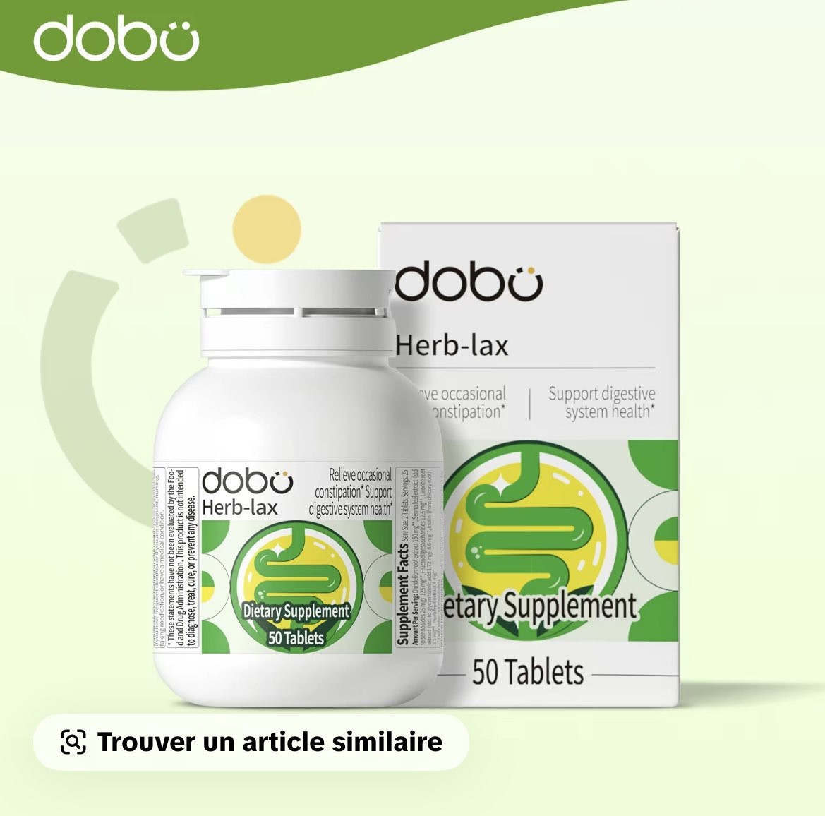 dobo Herb-lax Plant-Based Tablets 50 Constipation Relief & Digestive Health