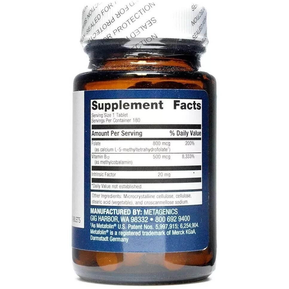 Intrinsi B12-Folate with 20 mg intrinsic factor 180 Tablets Metagenics