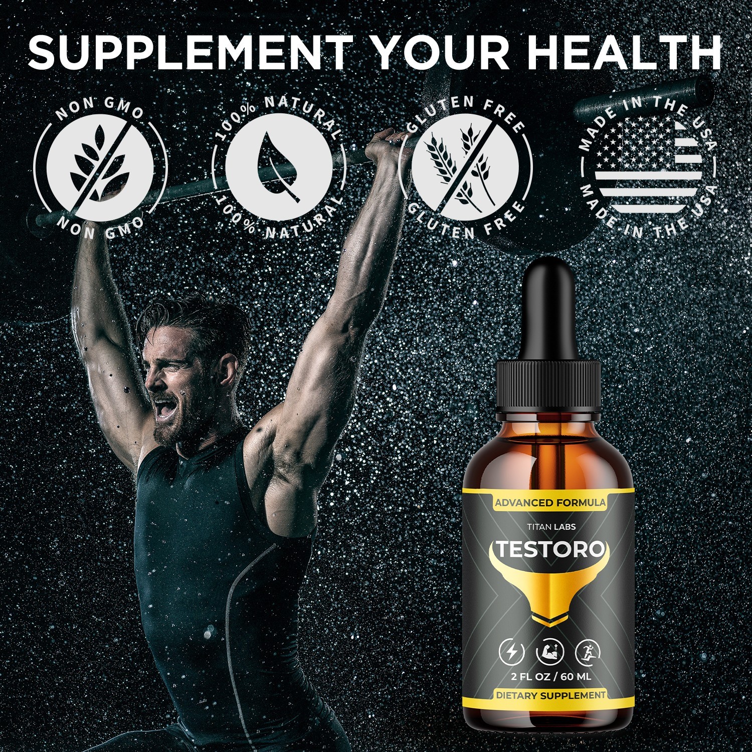 (1 Pack) Testoro Male Support Drops Advanced Test Oro Supplement 30 Servings