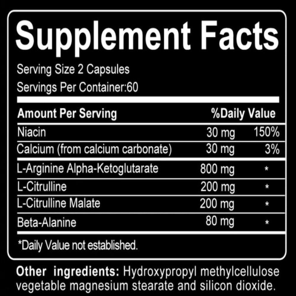 L-Arginin – Nitric Oxide Booster – 800mg- 120 Capsules