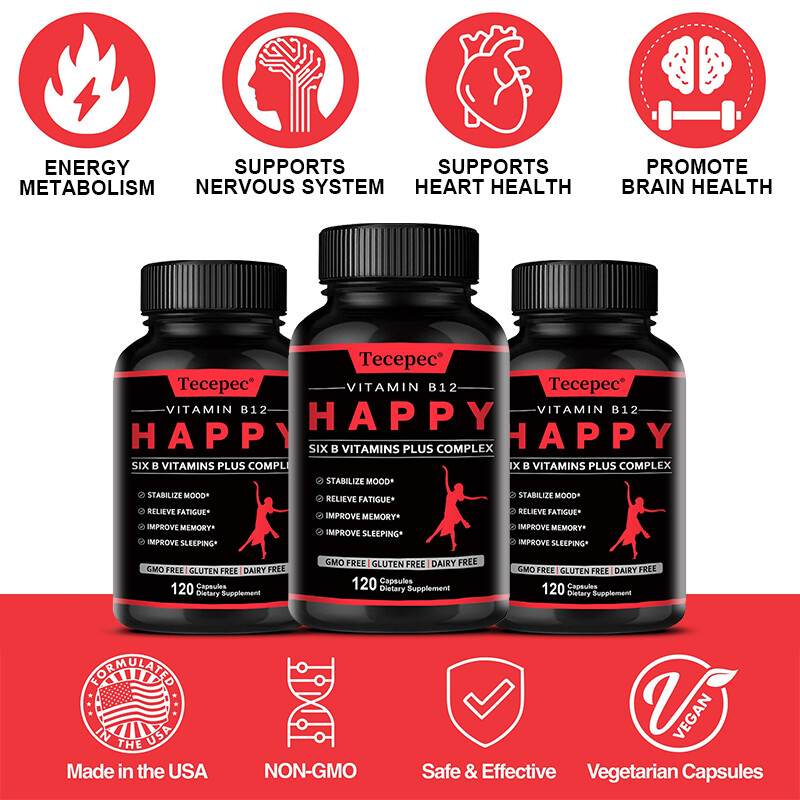 B-12 Complex, Vitamins B1, B2, B3, B6 & B12, Energy, Metabolism Aid