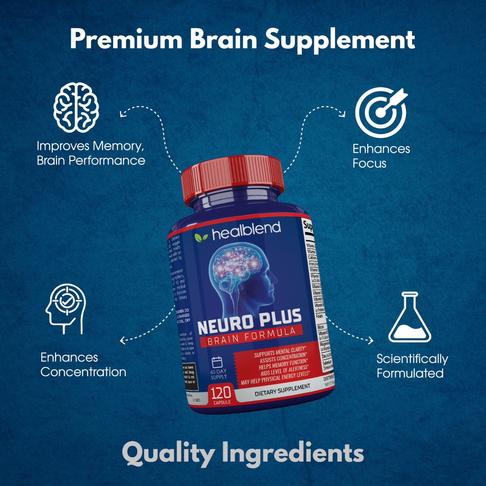 Neuro Plus Brain Booster Supports Memory Focus Concentration & Mental Clarity