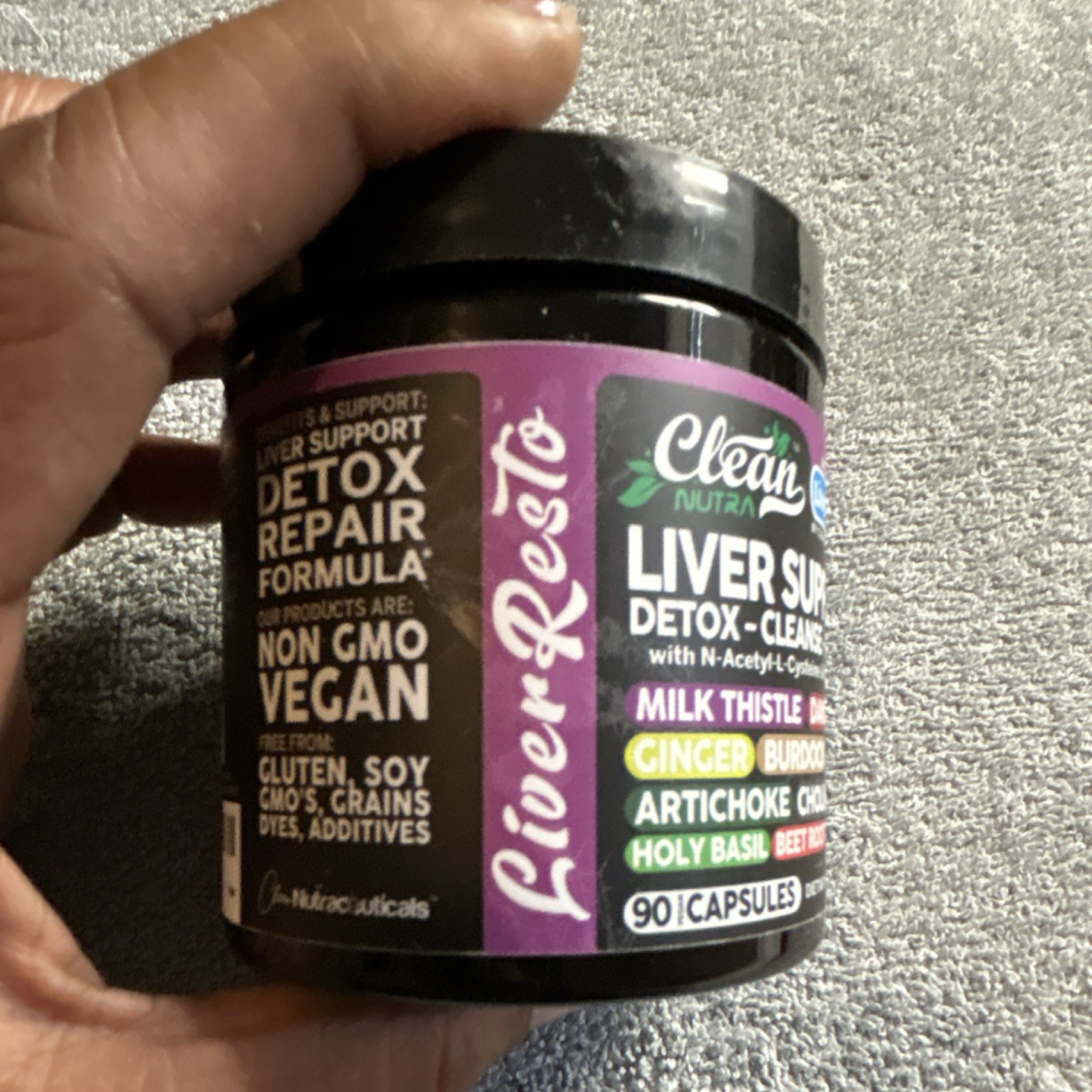 Clean Nutra Liver Support Vegan Capsules Milk Thistle Dandelion NAC 90ct Non-GMO