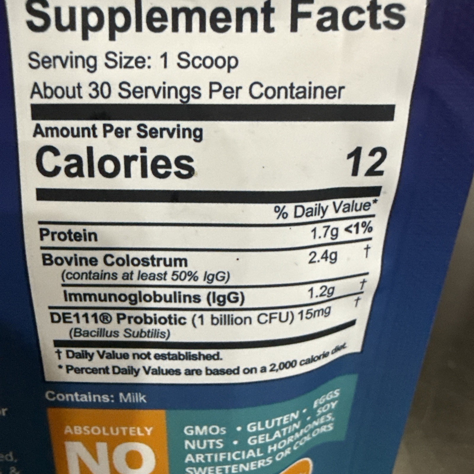Moogi Health Colostrum + Probiotic DE111 Gut Health 2.6oz Unflavored