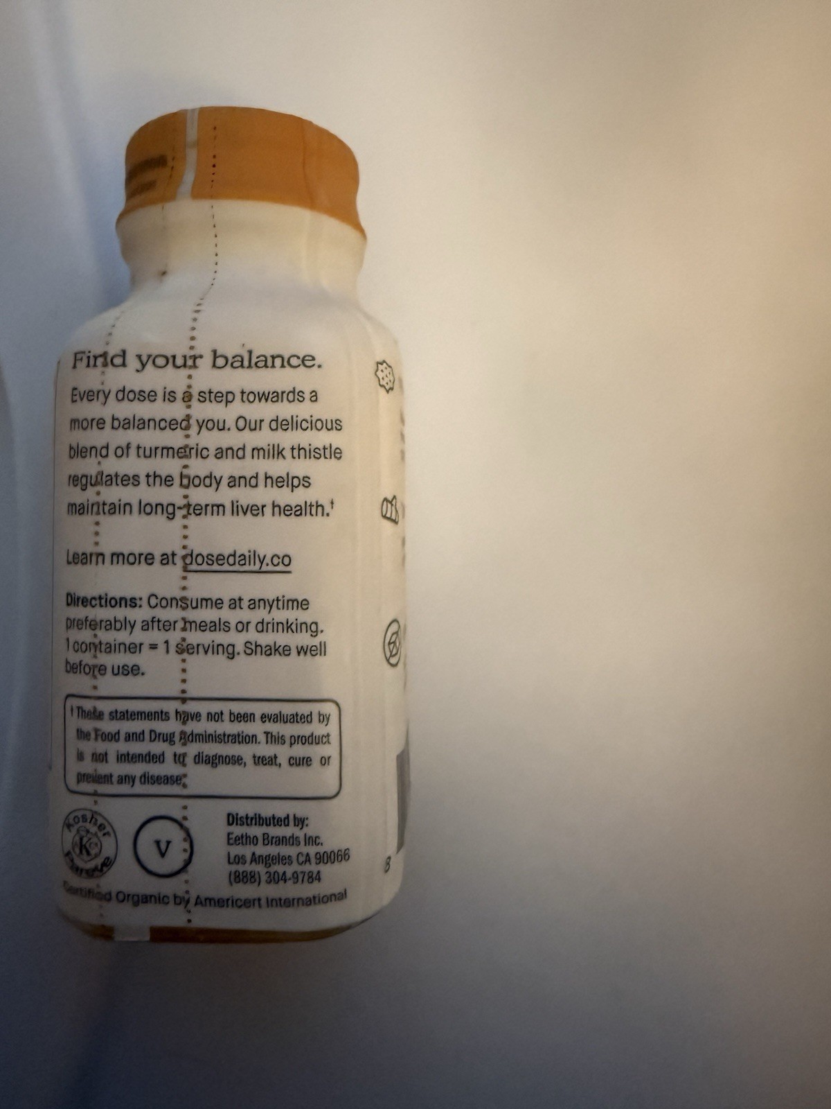 Dose Liver Support Liquid Supplement Milk Thistle Turmeric 2 fl oz Exp 12/2028