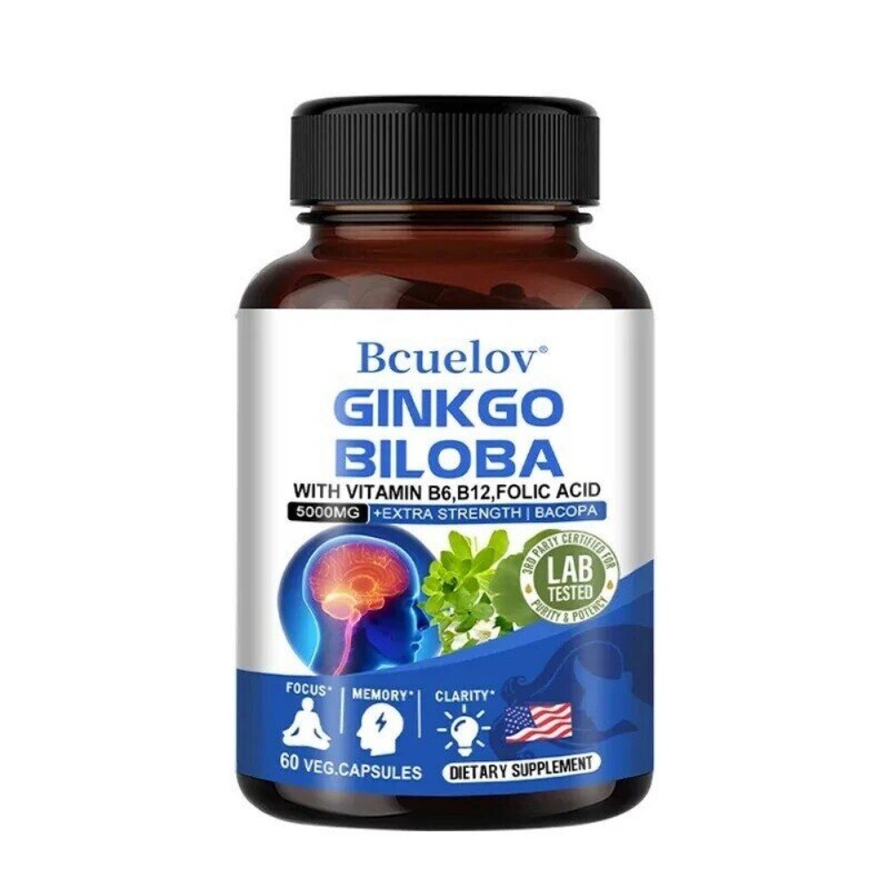 Ginkgo Biloba Extract – 5000 mg – 120 Capsules-Boosts Concentration & Memory