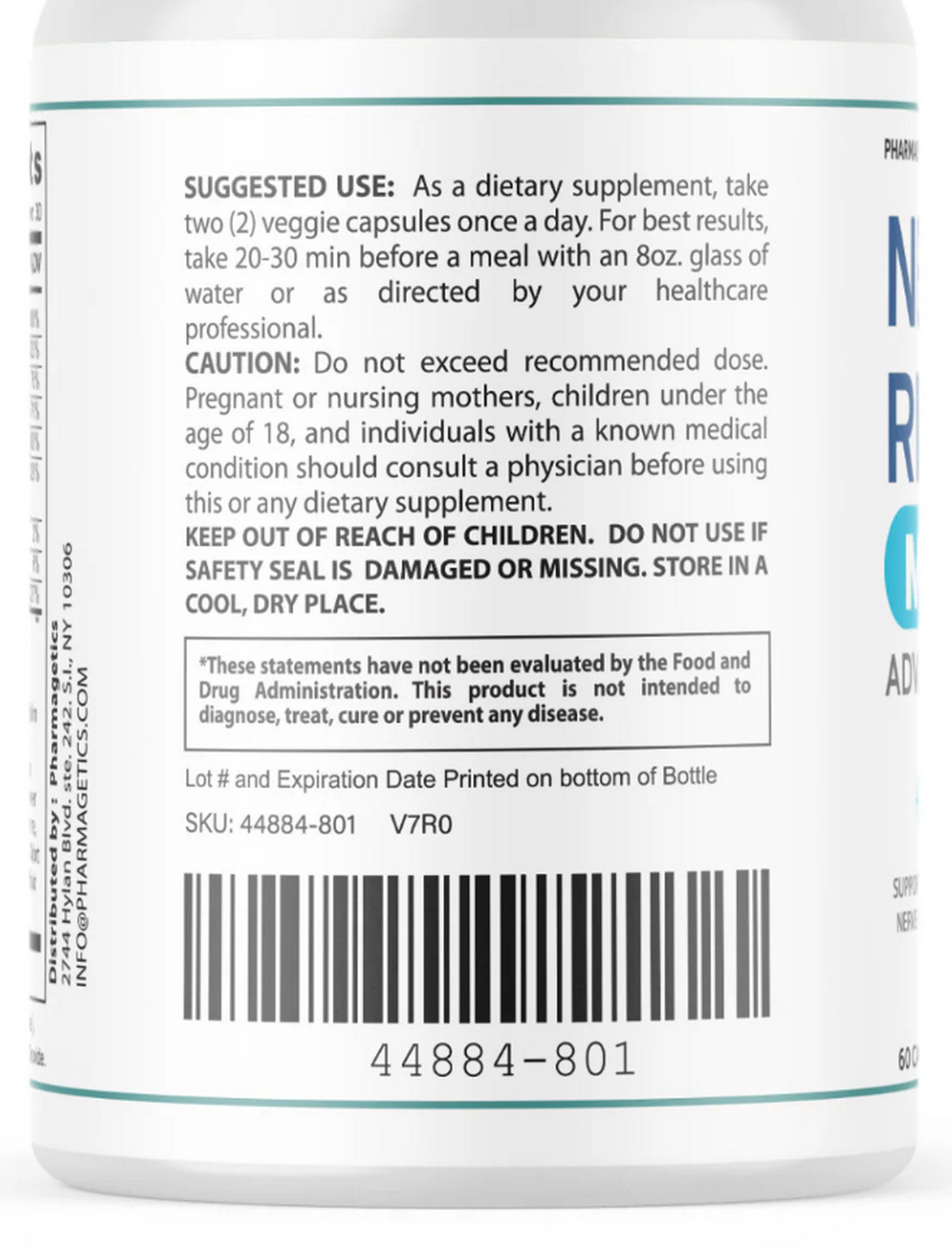 3 Bottles Pharmagetics Nerve Recovery Max Nerve Support -3x60Caps, Exp. 04/2028
