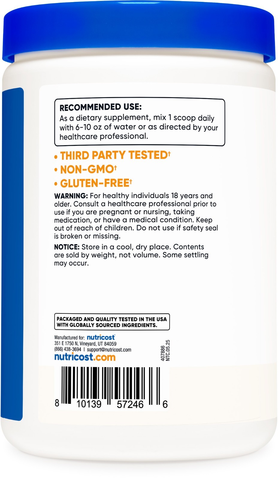 Nutricost N-Acetyl Cysteine (NAC) Powder 500 Grams – Non-GMO, Gluten Free