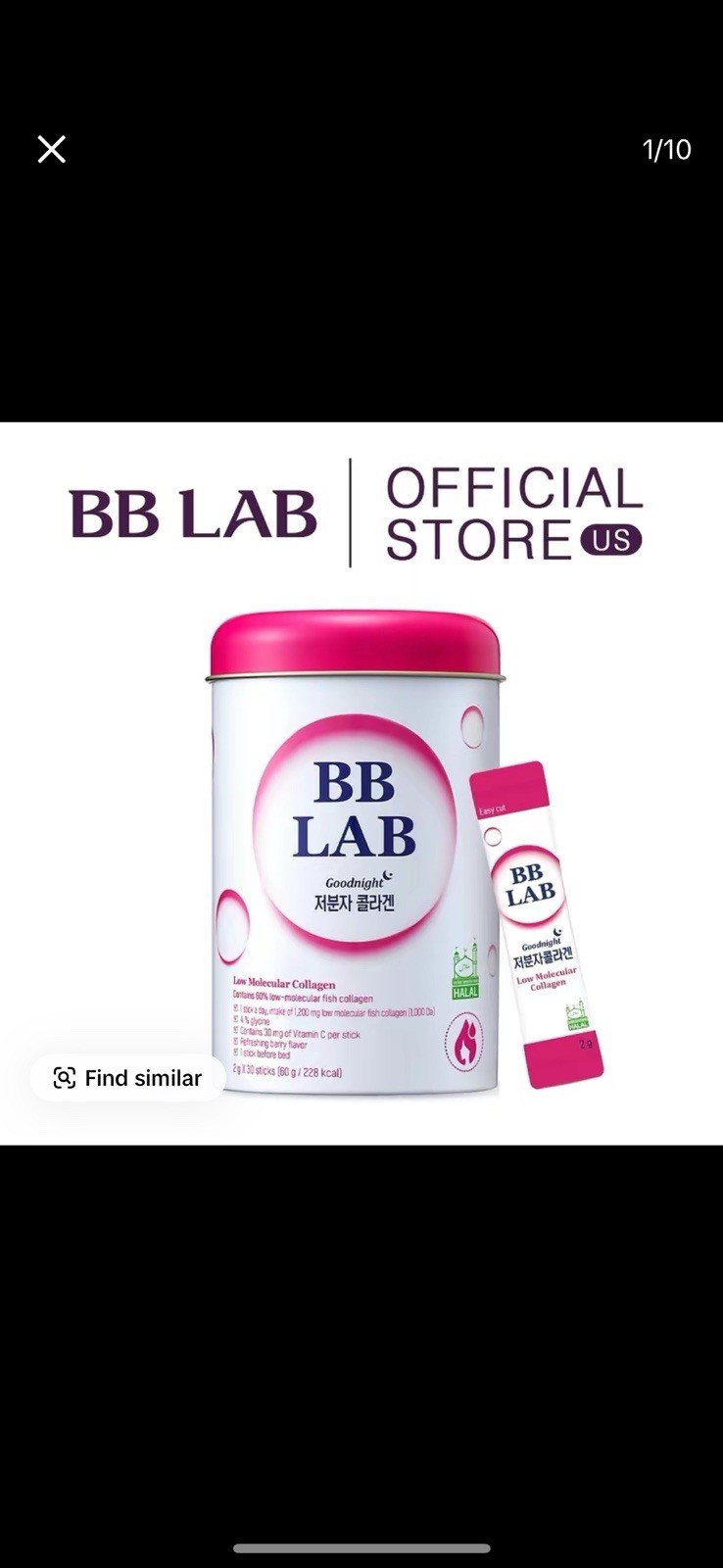 BB Lab Collagen Powder Stick Mix Berry Flavor 2g X 30 Sticks New