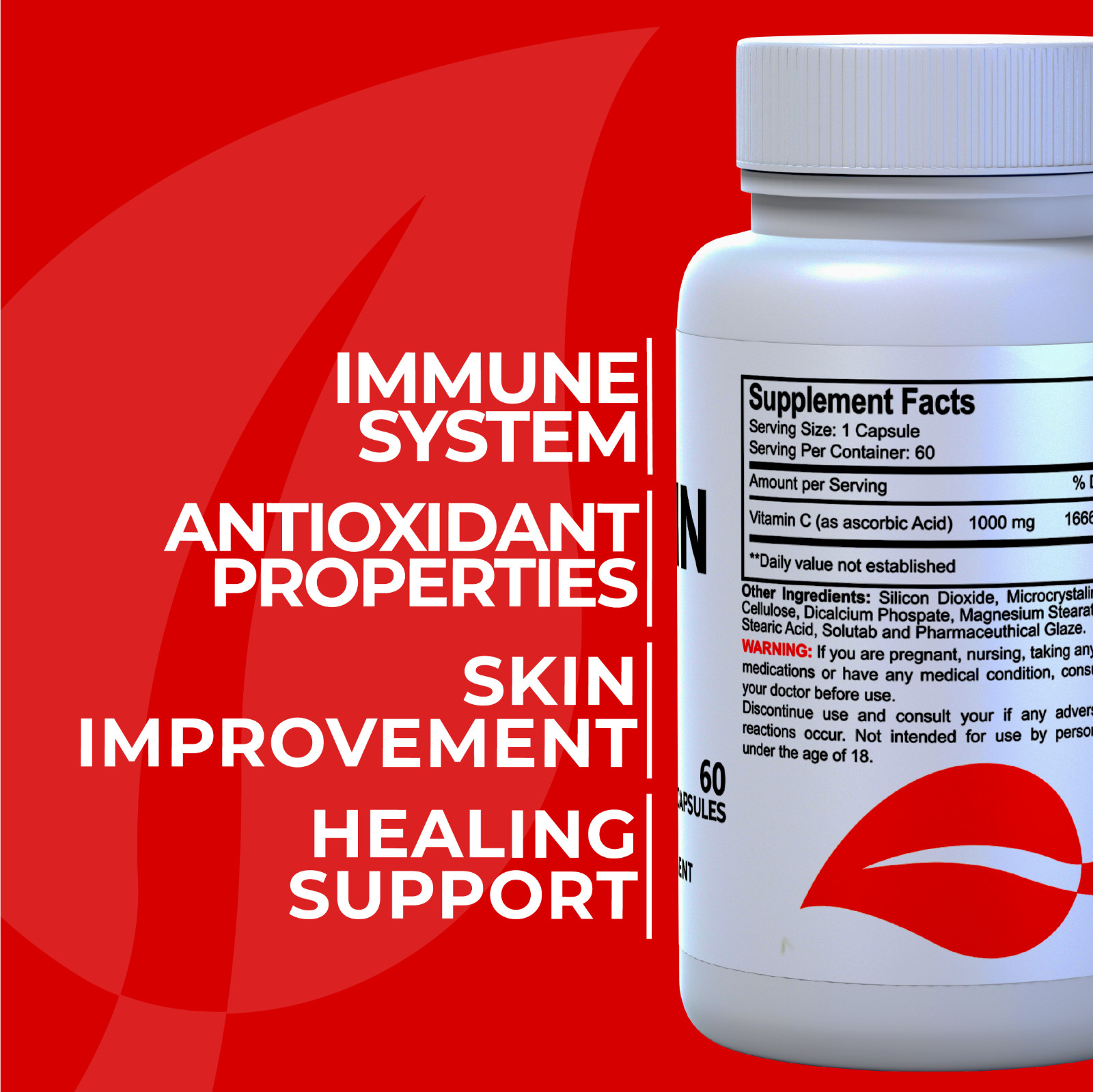 VITAMIN C 1000mg – Immunity Booster – Potent Antioxidant – 60 Cap