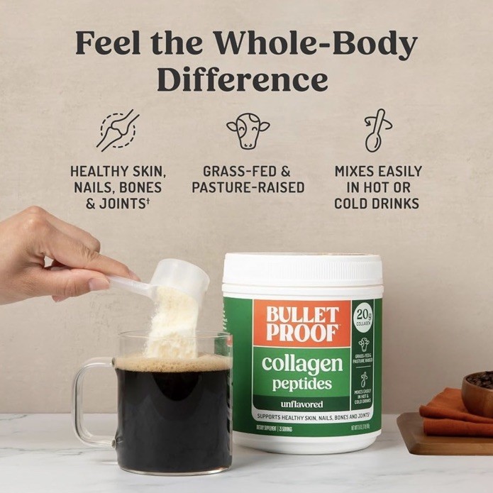 Bulletproof Collagen Peptides Powder Unflavored Hair/Skin/Nails Bone/Joint