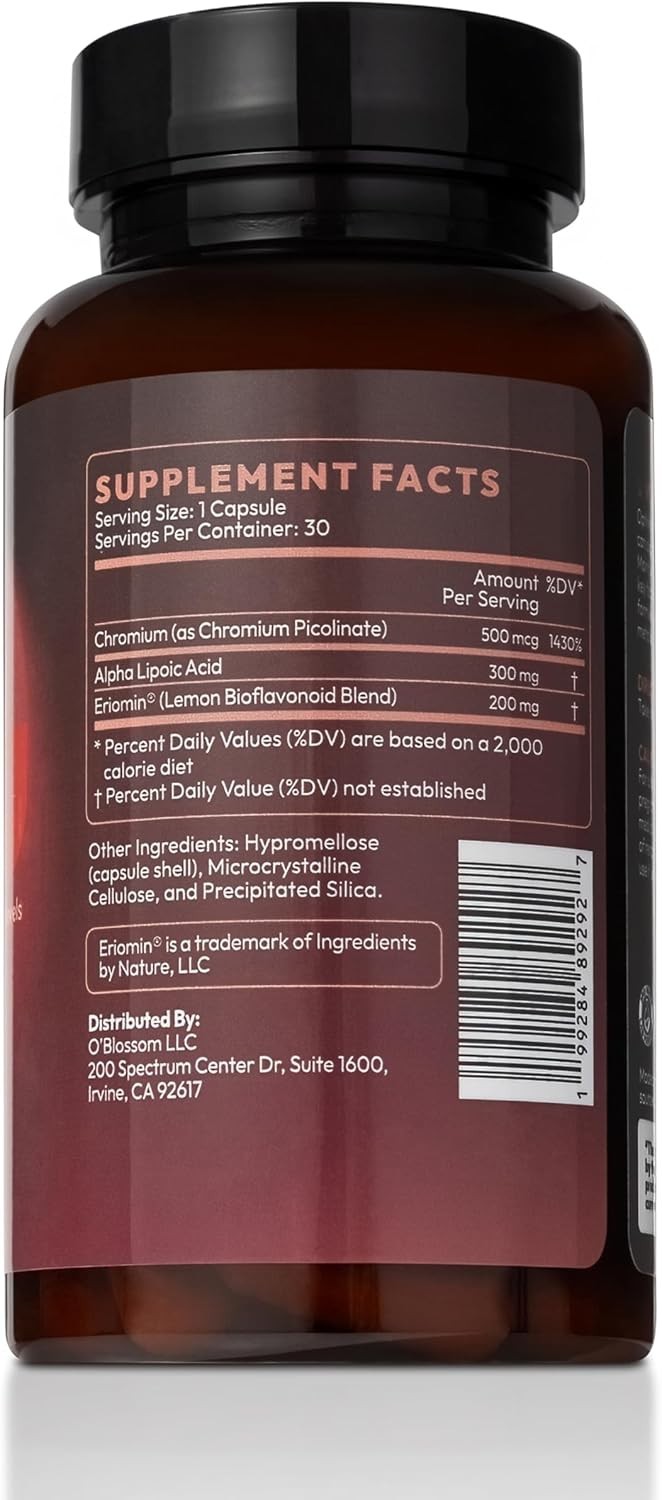O’blossom Gluco Melo Blood Sugar Complex Metabolism Support w/ ALA 30 caps