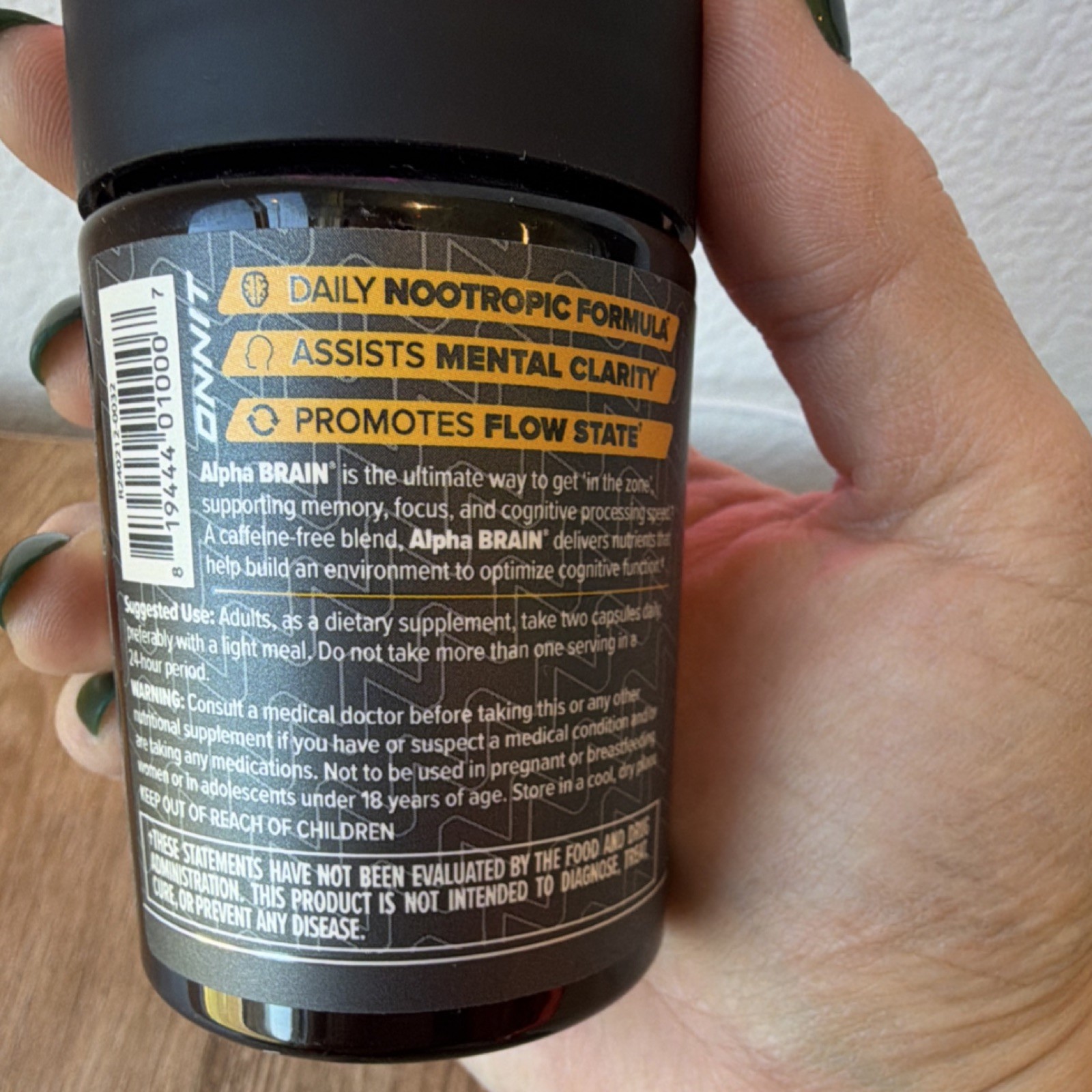 Onnit Alpha Brain Nootropic Capsules Memory Focus L-Tyrosine B6 Caffeine-Free 30