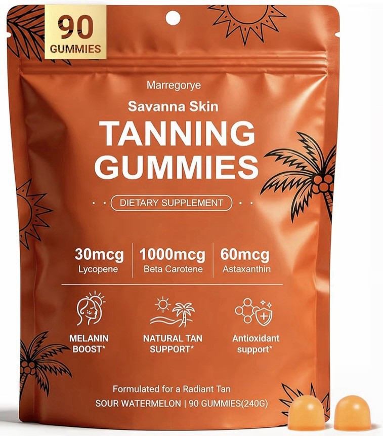 Marregorye Savanna Skin Tanning Gummies Sour Watermelon 90ct Vegan Gluten