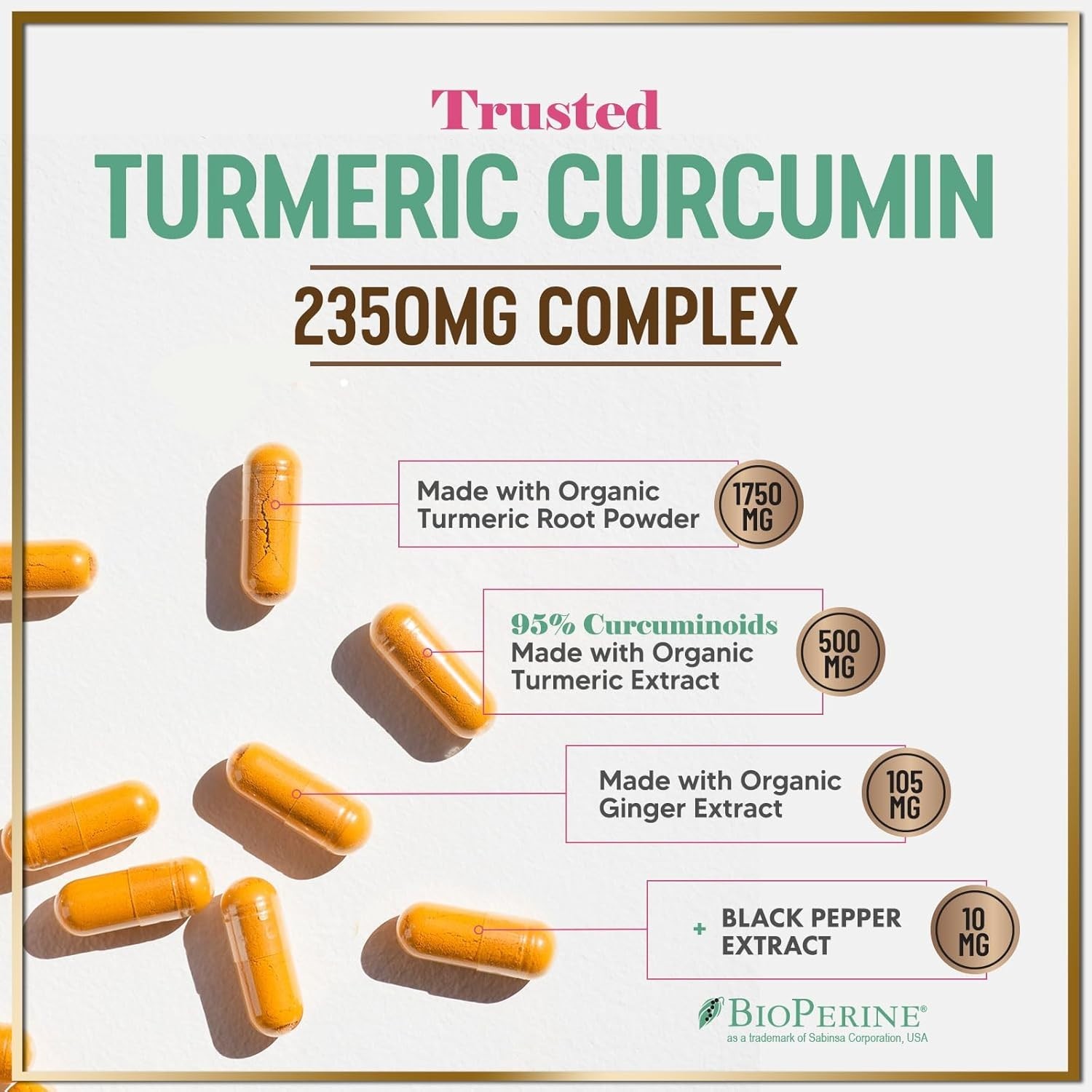 Hello Lovely! Organic Turmeric Curcumin Supplement w/ Ginger, 240 Capsules