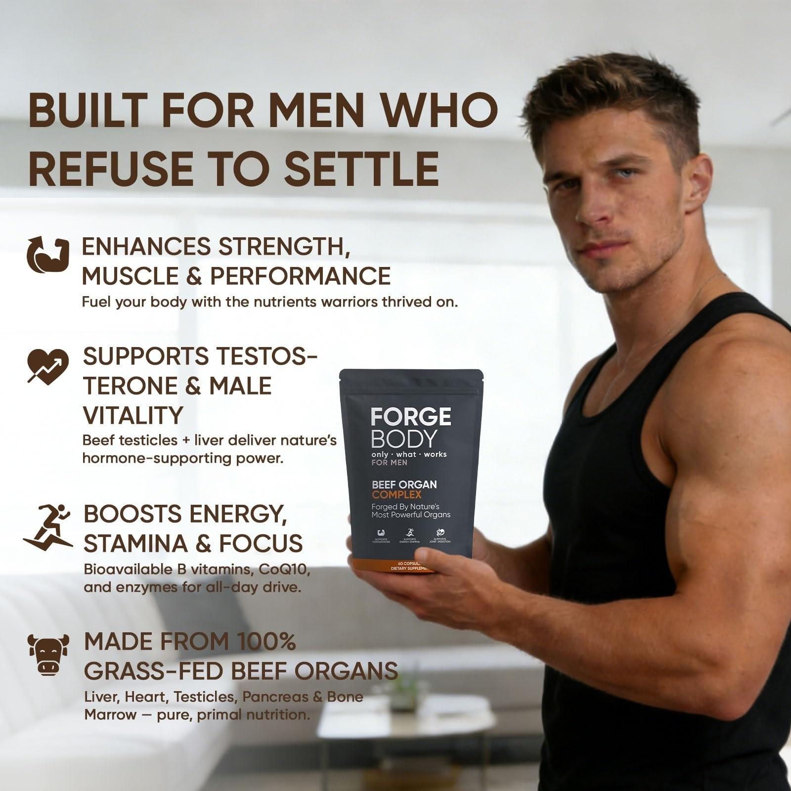 KXVUDE Beef Organ Complex Capsules – Grass Fed Liver & Heart Support