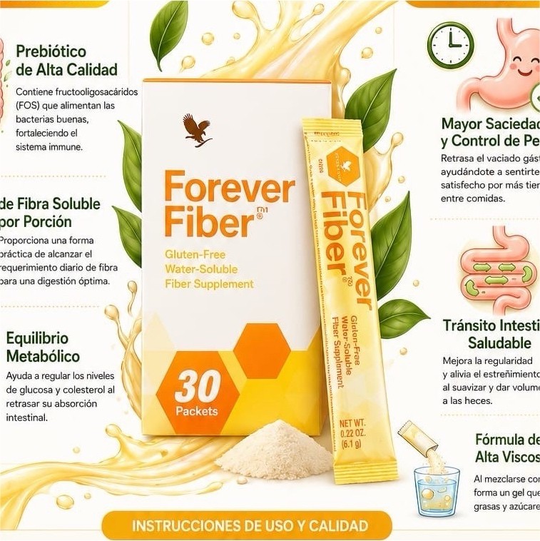 Forever Gluten-Free Fiber Supplement Powder 30 Packets Fructooligosaccharides