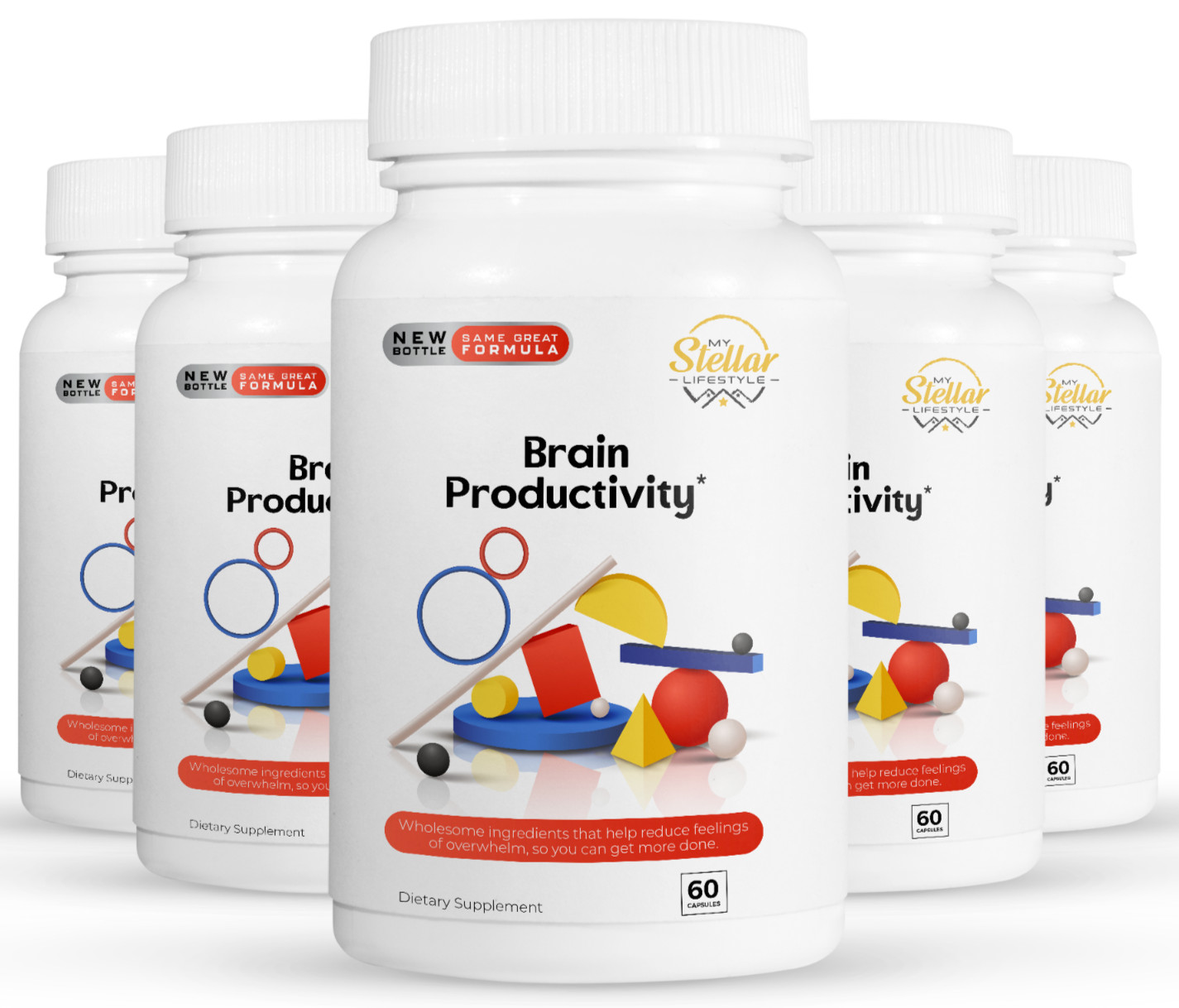 5 Pack Brain Productivity, ayuda a reducir la sobrecarga mental-60 Cápsulas x5