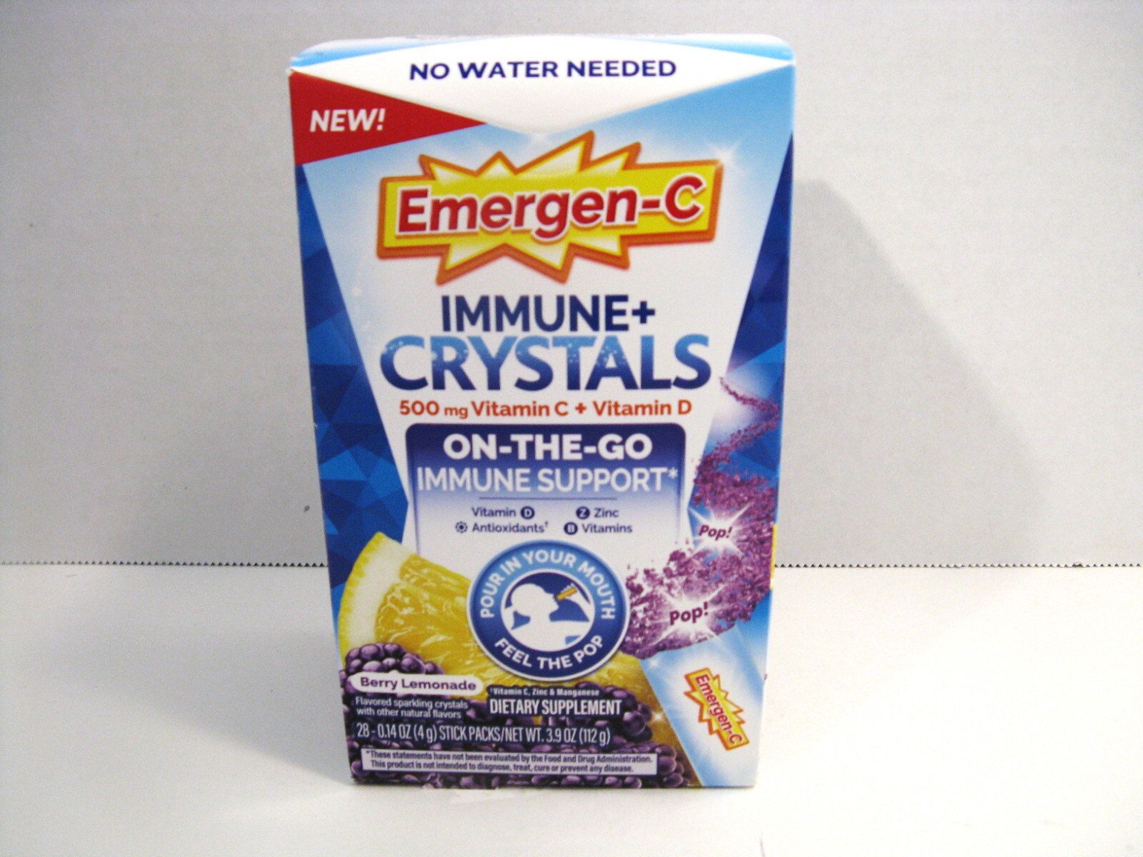 Emergen-C Immune+ Crystals On-The-Go Sup 500mg Berry Lemonade 28ct Exp:4/26 NEW