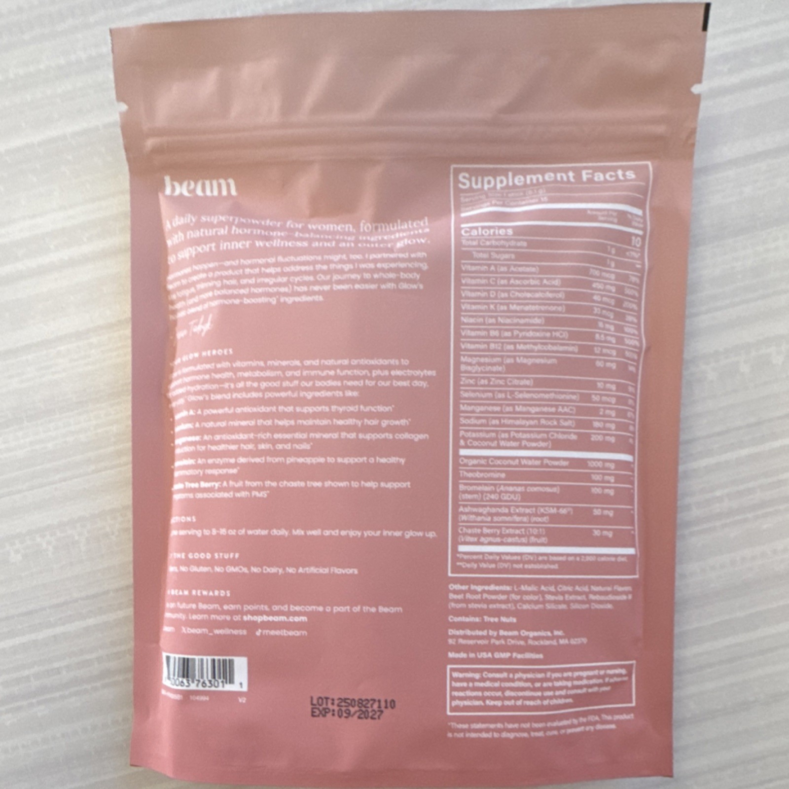 beam Women’s Superpowder Raspberry 15 Sticks Gluten-Free GMO-Free Dairy-Free