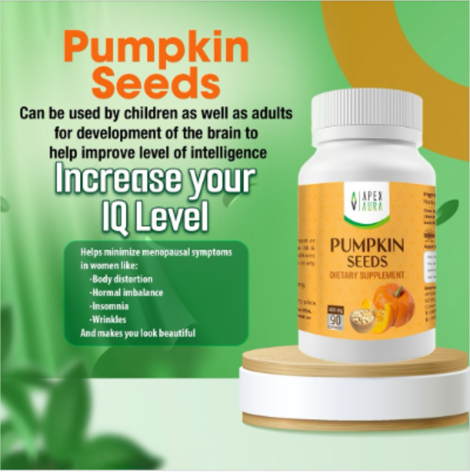 Pumpkin Seed Powder 400 mg x 90 Capsules | Dietary Supplement Made In Sri Lanka