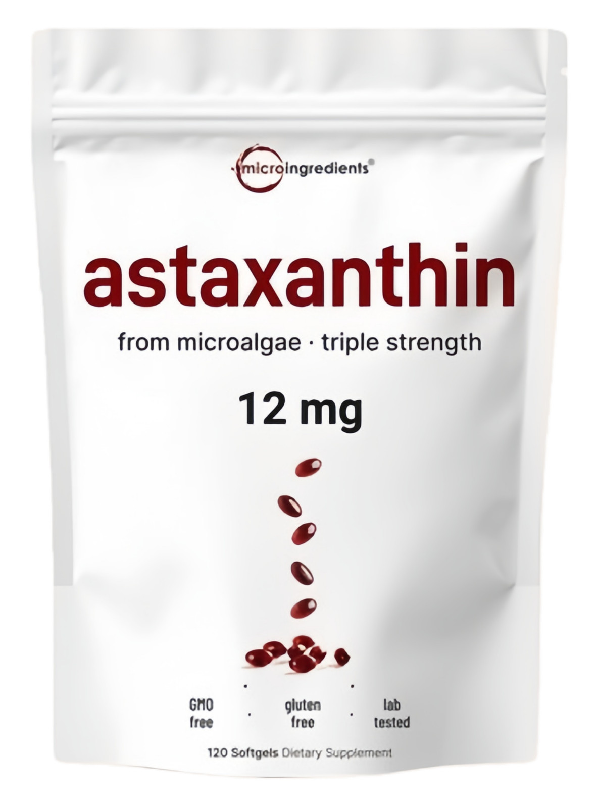 Astaxanthin 12mg 120gels Fresh Microalgae Source Antioxidant/Skin/Eye/Joint