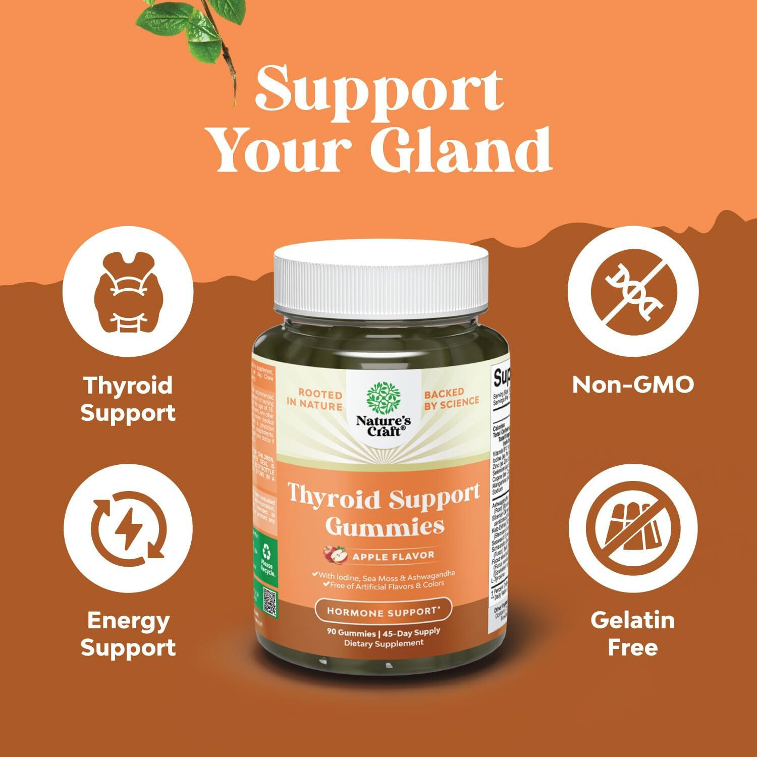 Natures Craft Vegan Thyroid Gummies with Sea Moss 90Gummies Exp. 05/2026