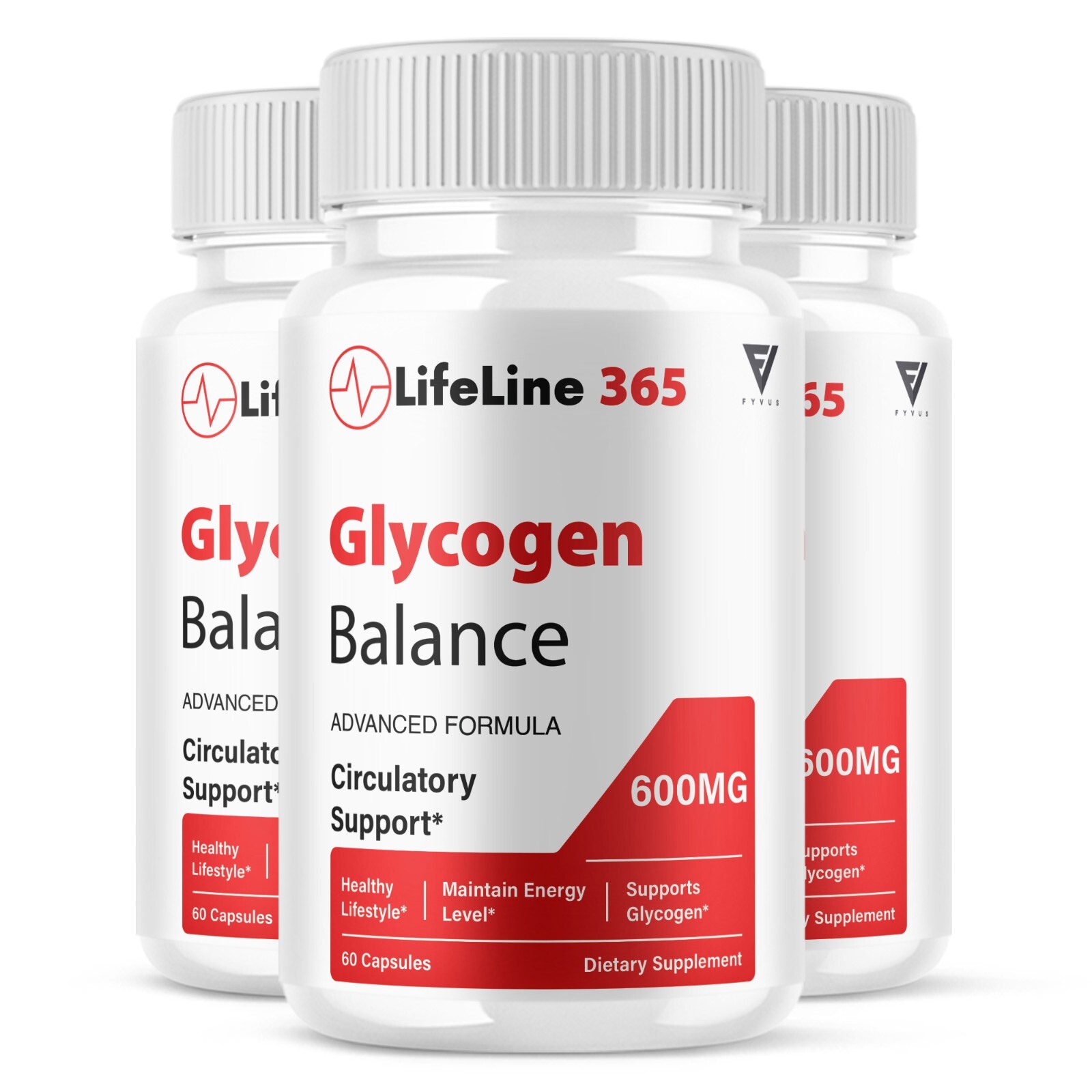 (3 Pack) LifeLife 365 Capsules, LifeLine 365 Glycogen Balance (180 Capsules)