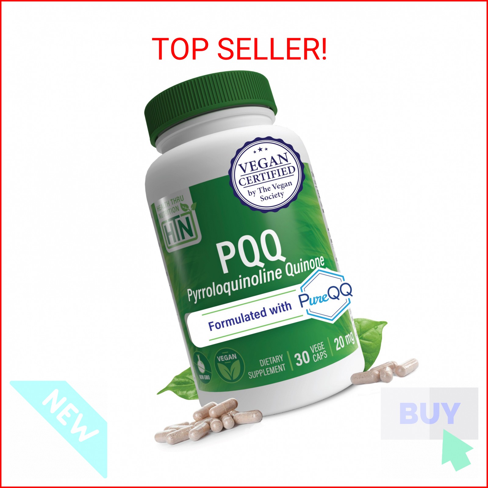 Health Thru Nutrition PQQ 20mg 30 Servings Pyrroloquinoline Quinone as PureQQ |