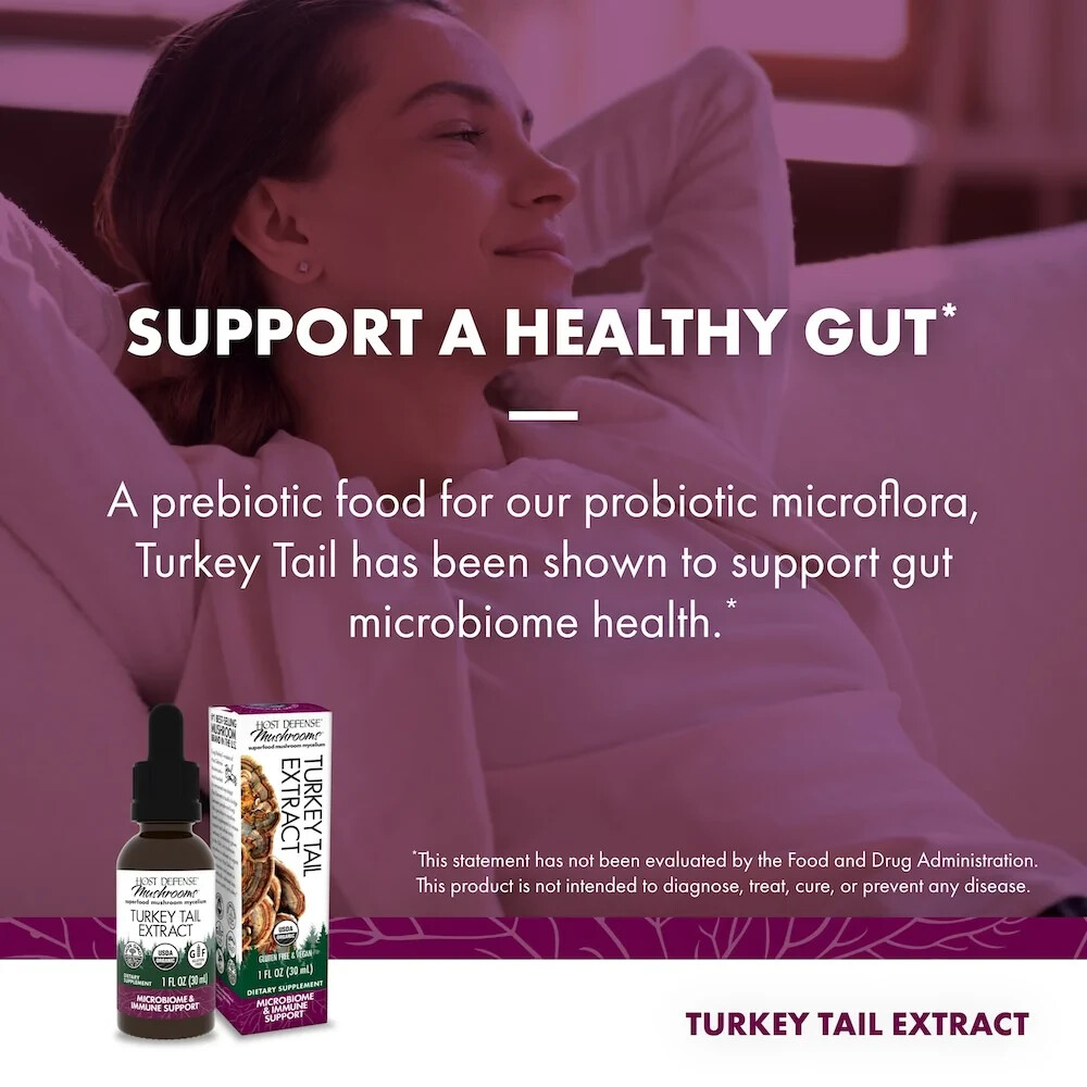 Host Defense Turkey Tail Extract 1 Oz Organic Immune Support Fungi Perfecti