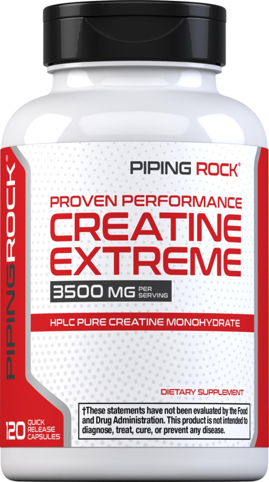 Piping Rock Creatine Monohydrate Capsules | 3500 120 Count (Pack of 1), White