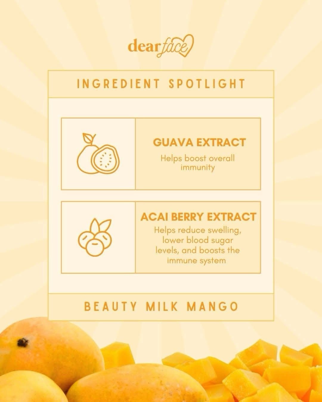 Dear Face Beauty Milk Premium Japanese Sweet Mango Drink 10 Sachets