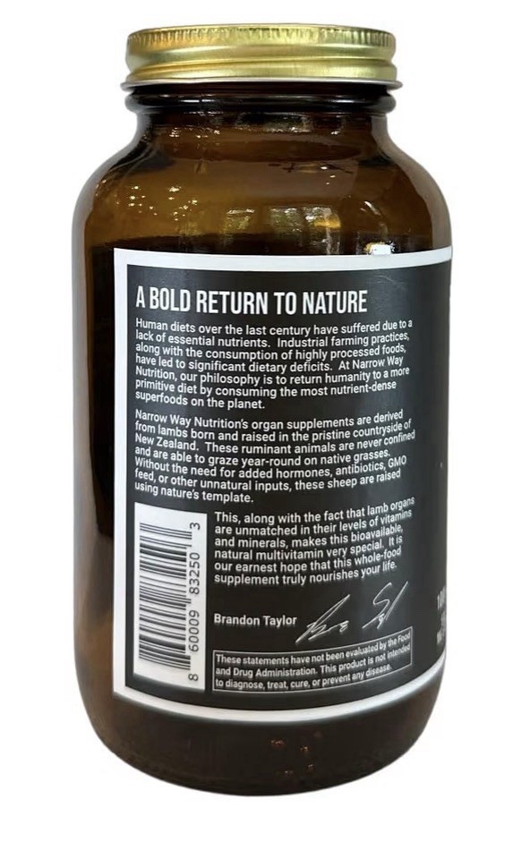 Way Nutrition Lamb Liver Raised in New Zealand 100% Grass Fed 180Capsules