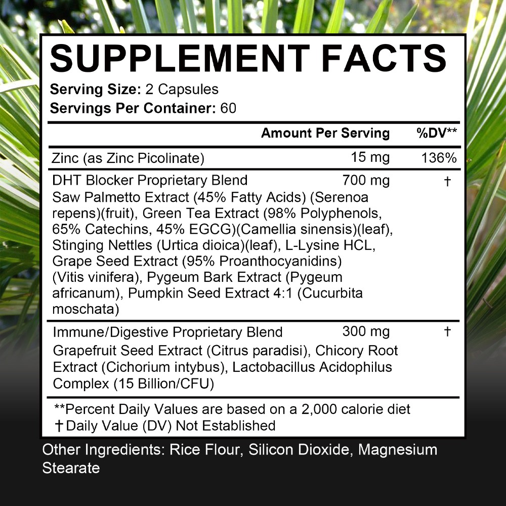 DHT Blocker Supplements Saw Palmetto Extract Hair Growth Digestive 30-120 Count