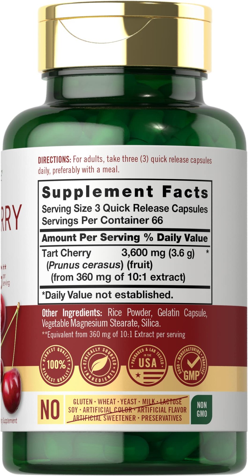 Carlyle Tart Cherry Extract Capsules | 200 Count | 200 (Pack of 1)