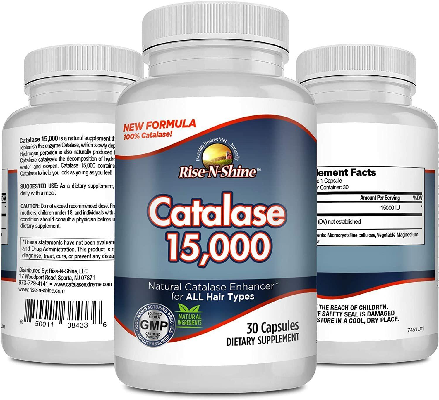 Catalase 15,000 Pure Only Antioxidant Enzyme 30 Capsules Small Acid Resistant