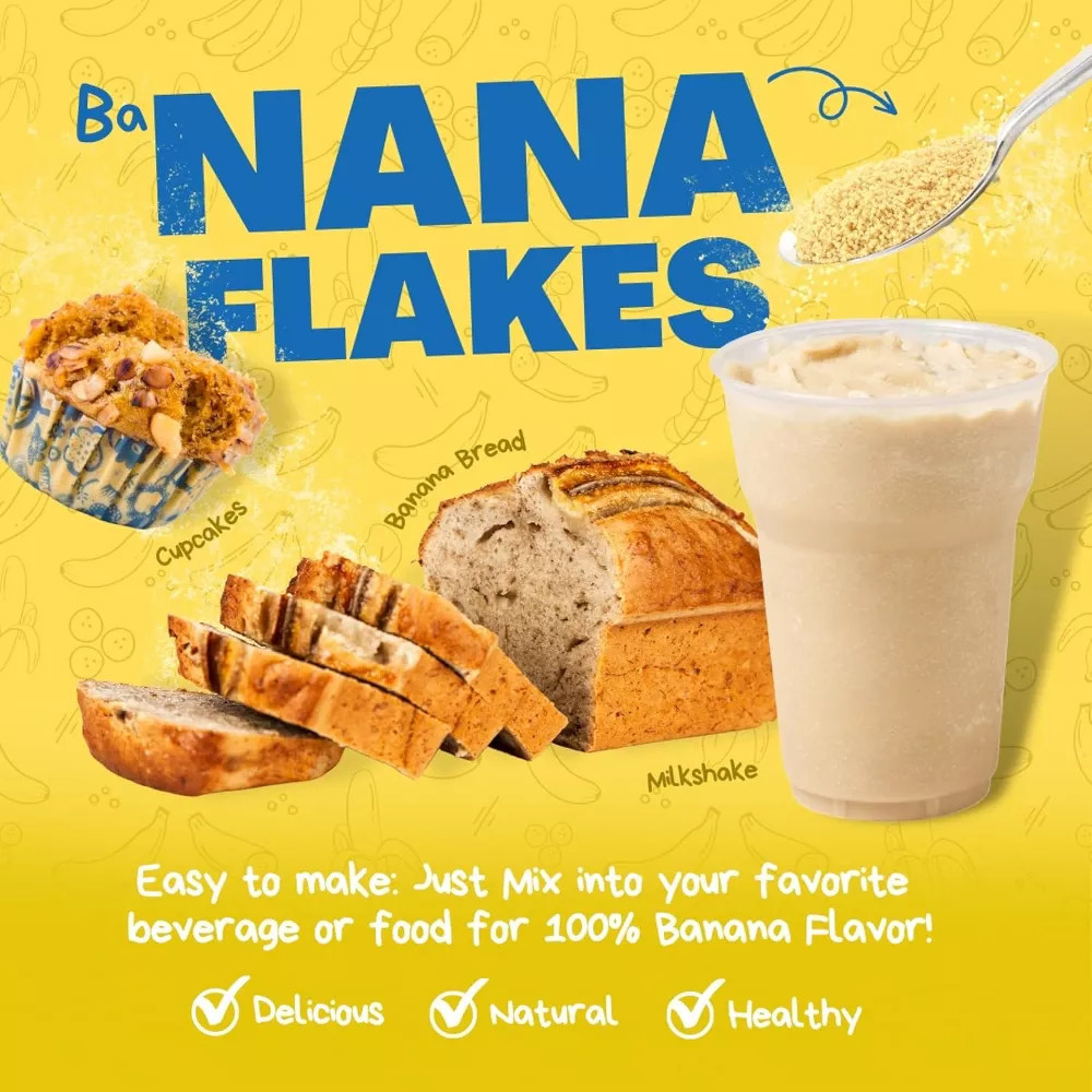 Prebiotic Nana Flakes+ with Inulin 100% Dried Bananas Dietary Supplement 0.32 Oz