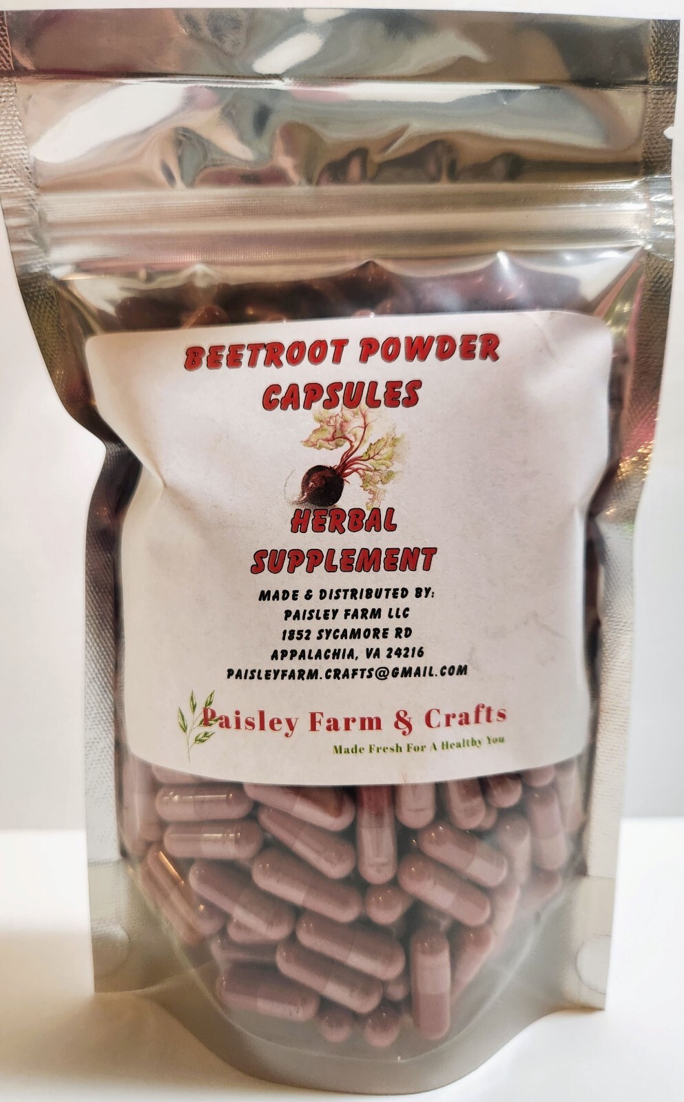 Beetroot Powder Capsules 300 Ct – Made Fresh On Demand!