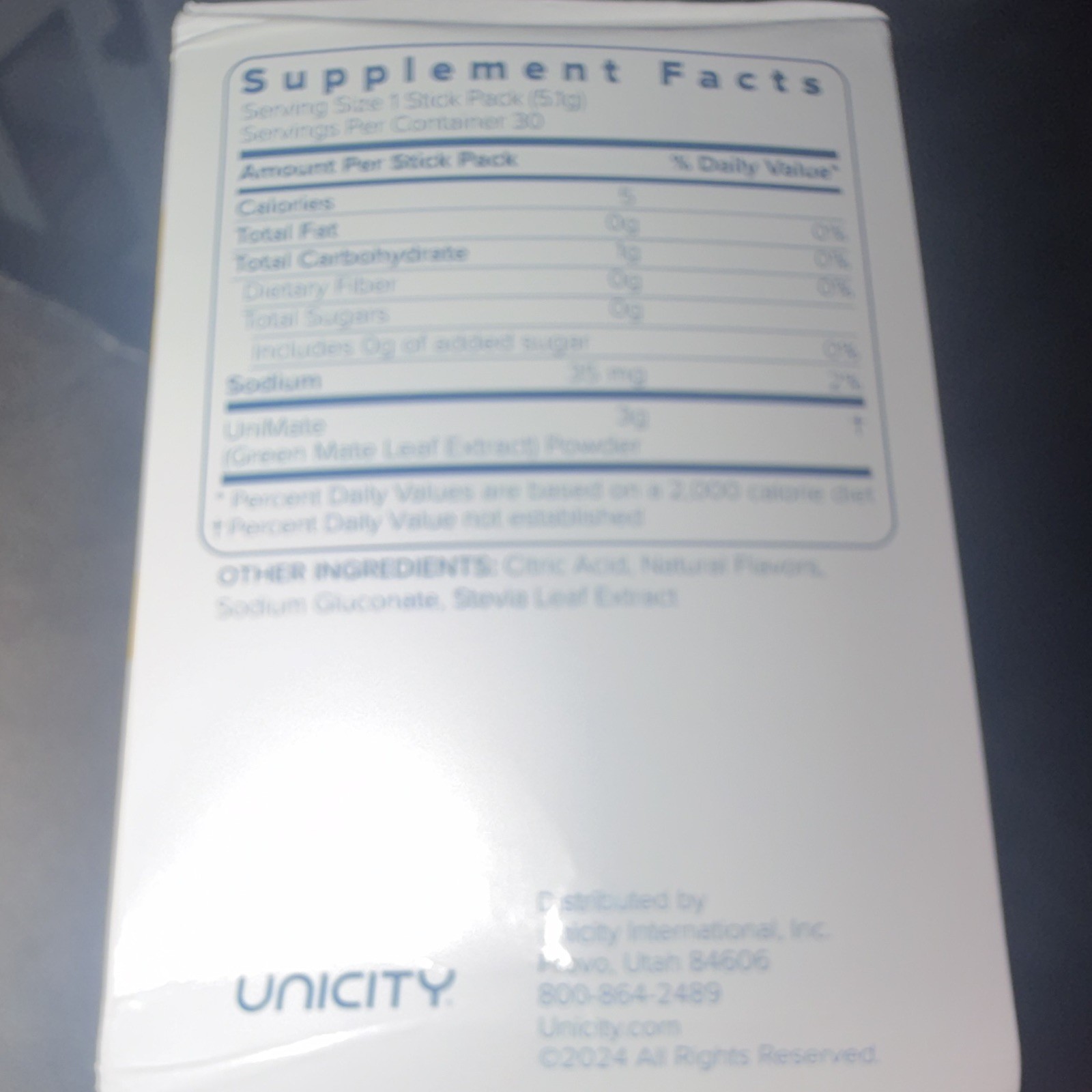 Unicity Unimate Ultra-Concentrated Yerba Mate Drink Mix Lemon 30 Sticks 5.4oz