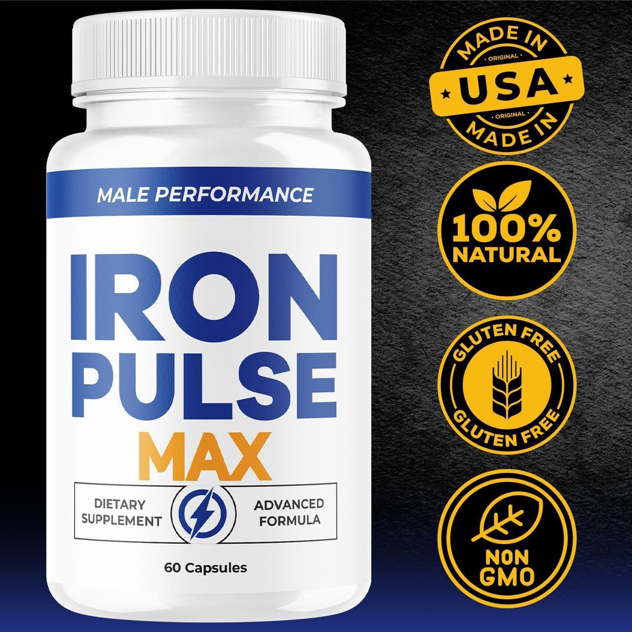 Iron Pulse Max Iron Supplement Capsules Energy Blood Anemia 3 Pack 180Ct