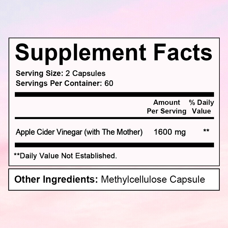 Apple Cider Vinegar Capsules with Mother – 30/60/120 Capsules Weight Loss