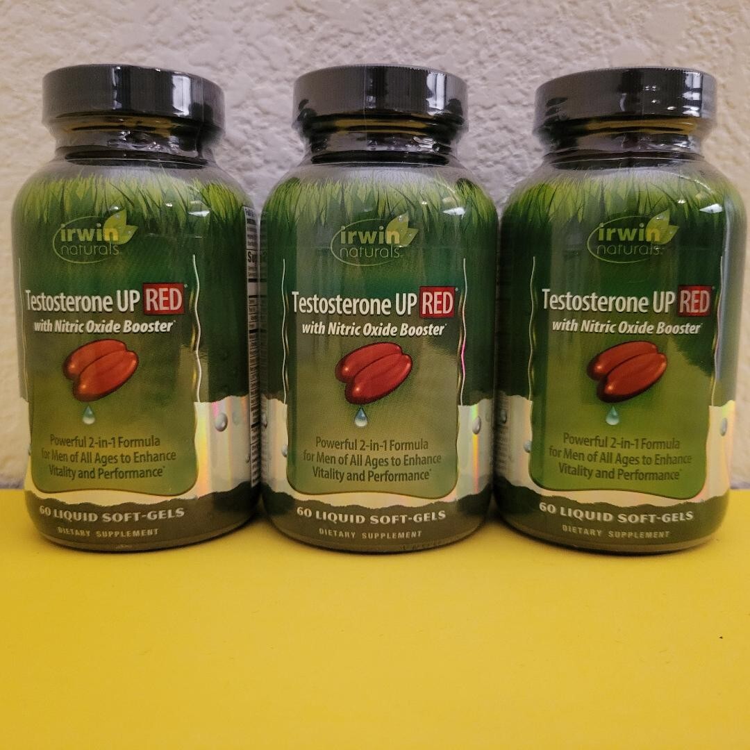 Lot of 3 Irwin Naturals TESTOSTERONE UP RED W/Nitric Oxide Booster 60 Each New