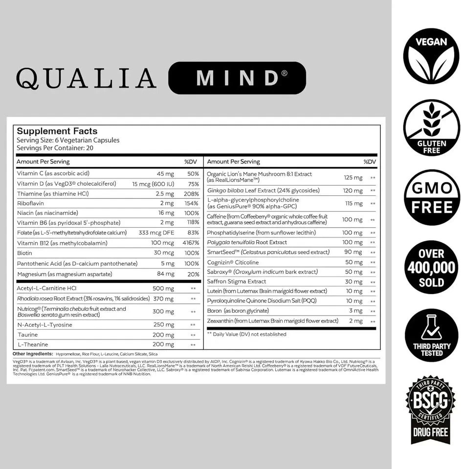(2 Pack) Qualia Mind Brain 2.0 Supplement Nootropics – 240 Capsules – latest