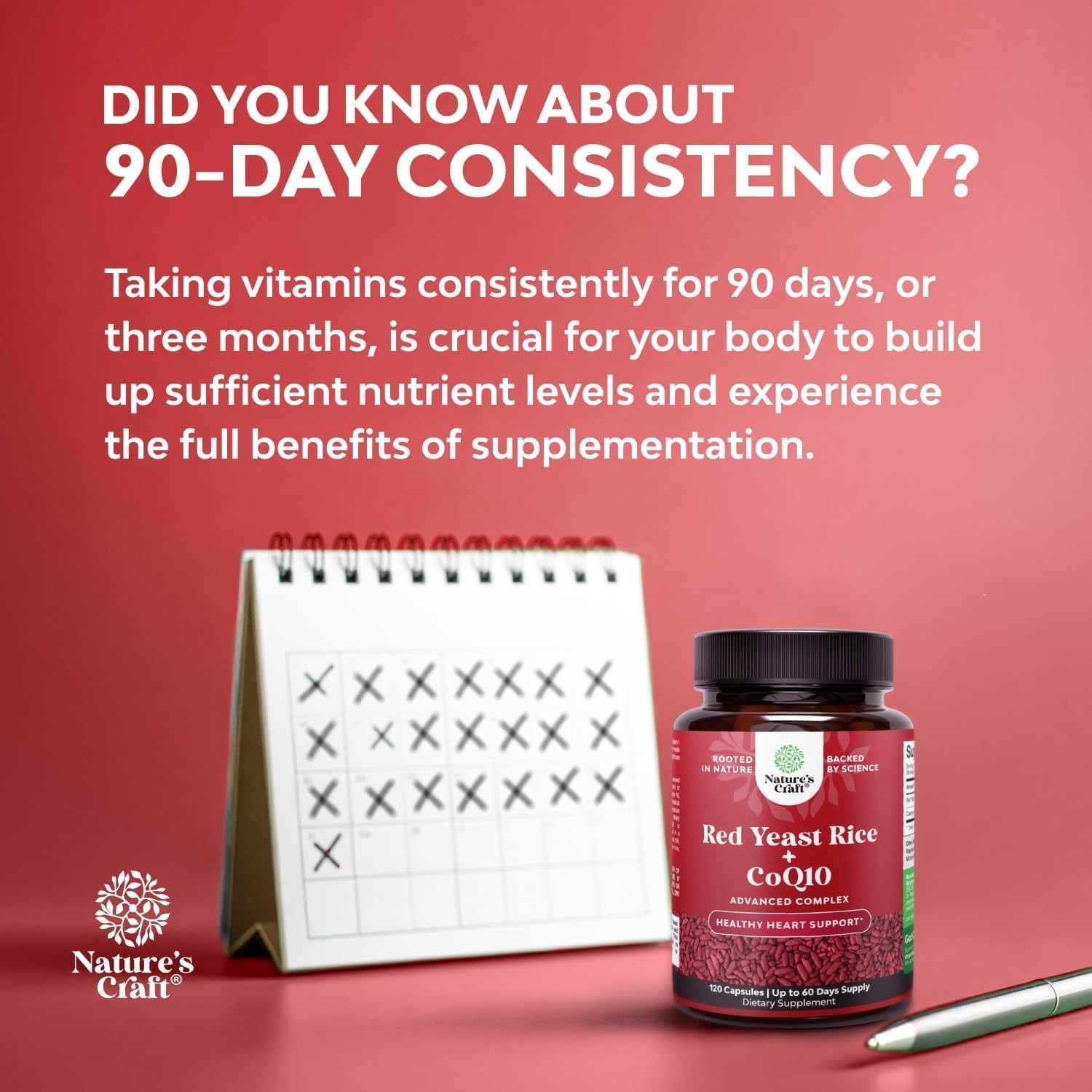 Red Yeast Rice with CoQ10 Supplement – Advanced Healthy 120 Count (Pack of 1)