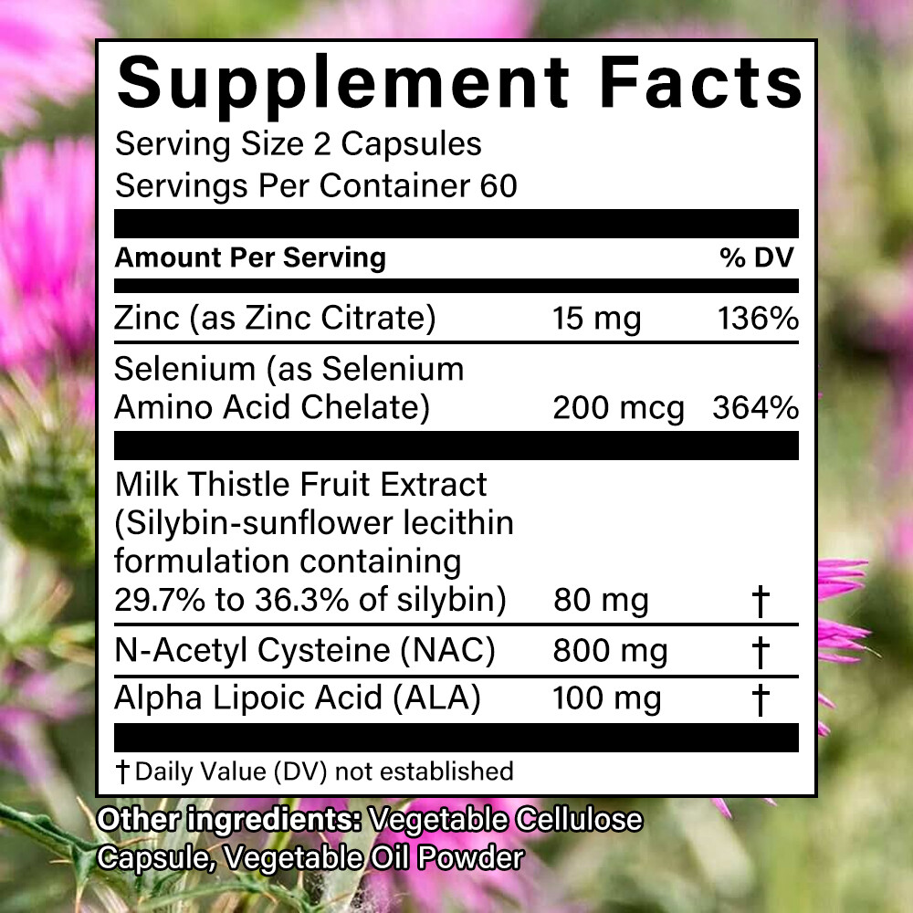 Liver Support, Cleanse Detox Repair Health Milk Thistle N-Acetyl L-Cysteine ALA