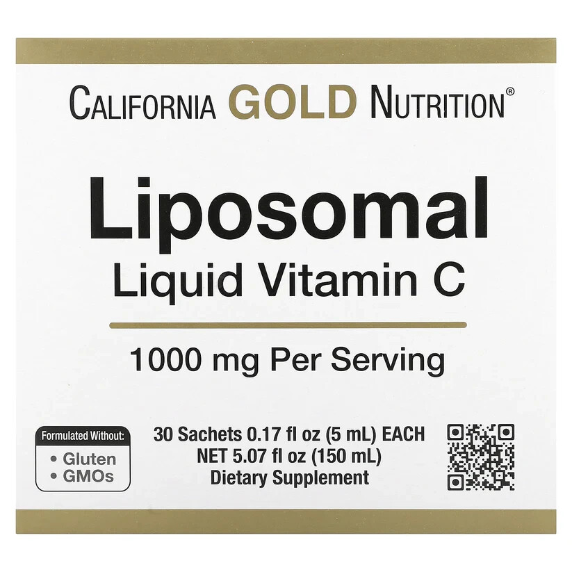 California Gold Nutrition Liposomal Liquid Vitamin C 1000mg 30 Sachets NEW