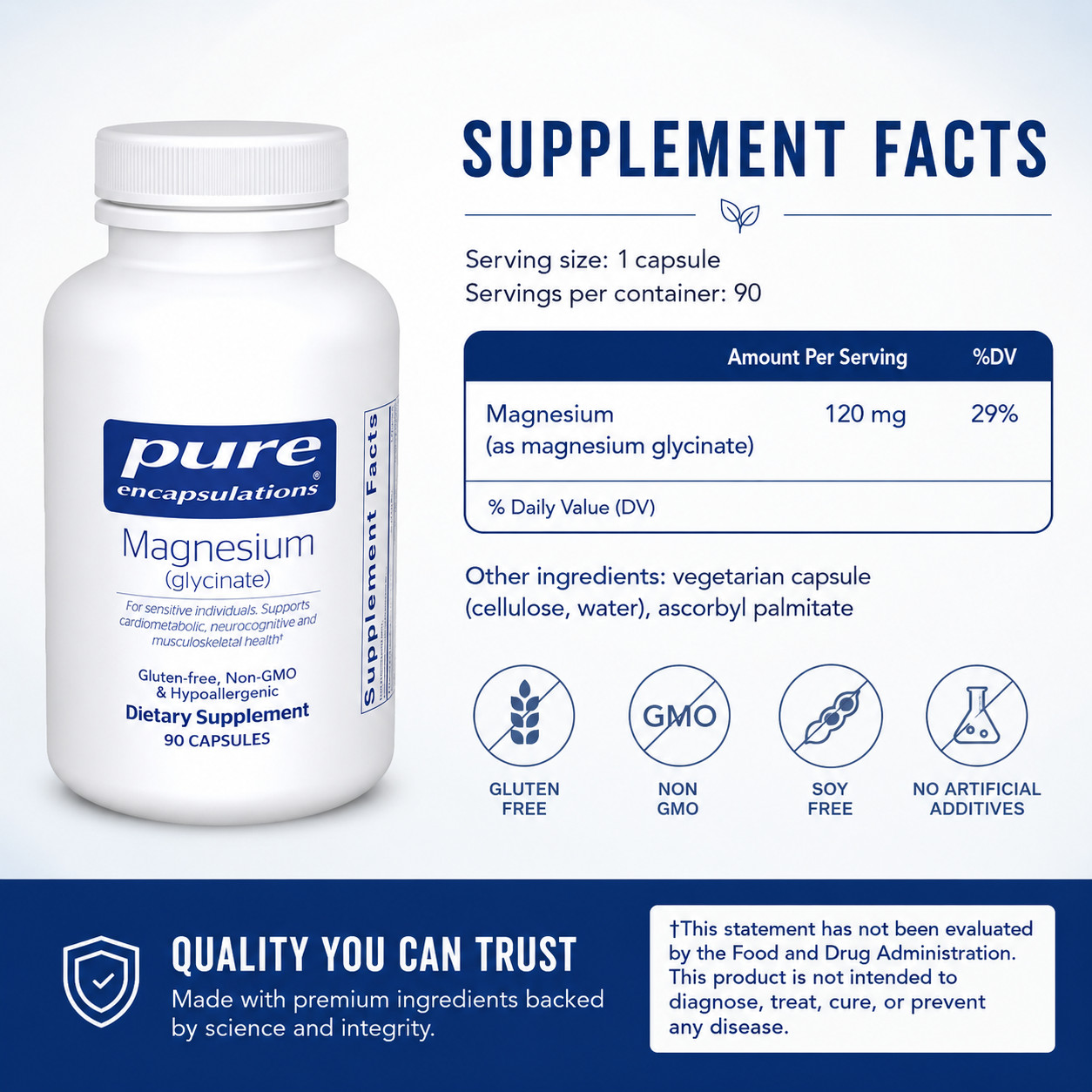 Magnesium Glycinate 4 Pack 90 Capsules Each Dietary Supplement